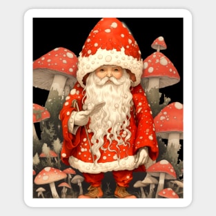 Santa Claus: Santa is the Mushroom (Amanita Muscaria Mushroom) on a dark (Knocked Out) background Magnet